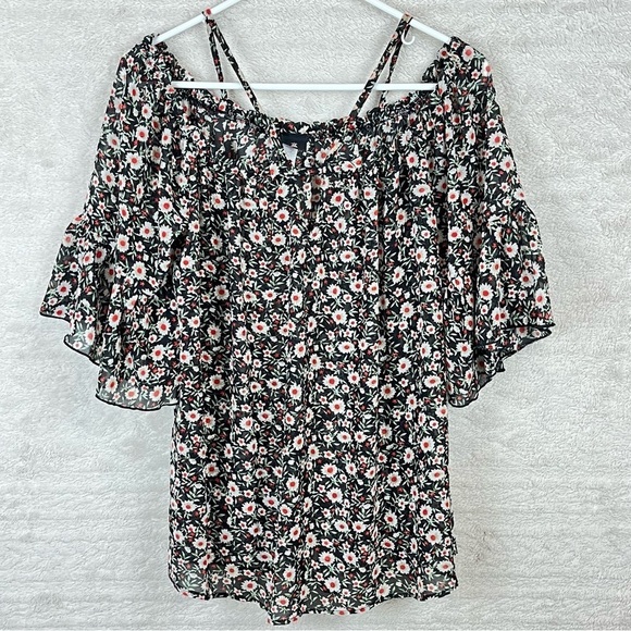 LIBIAN Ditzy Floral Blouse Semi-Sheer Ditzy Print Size 2XL - Picture 1 of 13